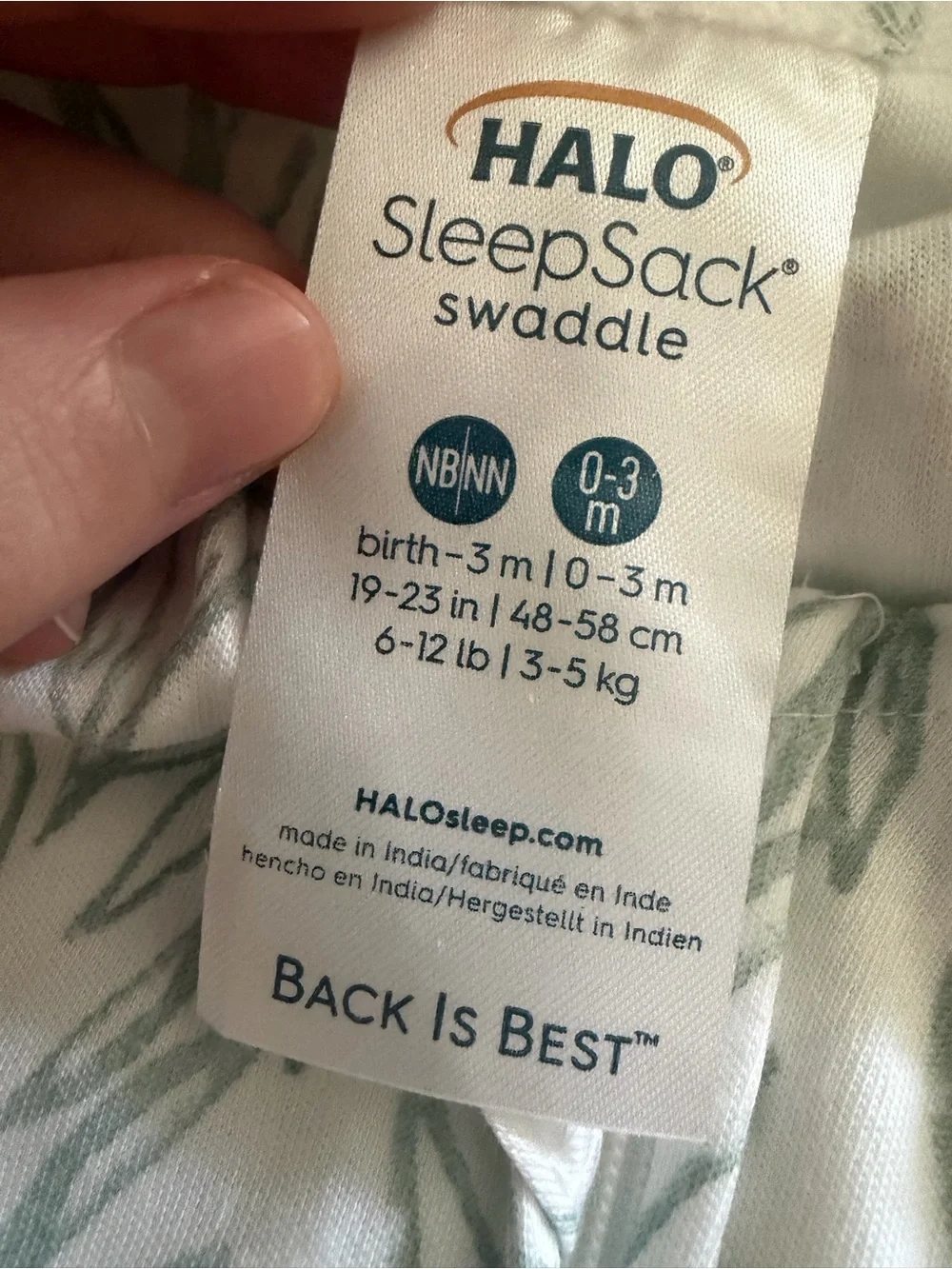 Halo Sleepsack Swaddle with Sage Leaf Print